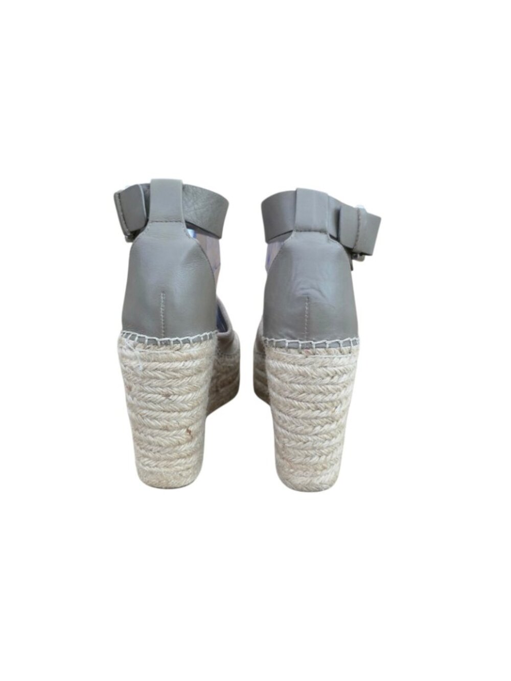 Marc Fisher Adalyne Perforated Suede Espadrille Wedge Sandals Taupe 7 Worn Once - Picture 5 of 6
